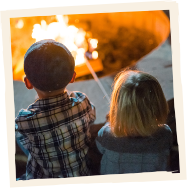 kids by firepit